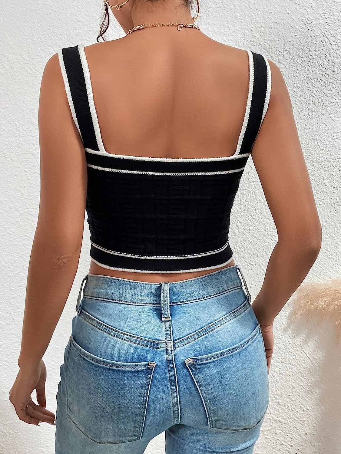 SweatyRocks Women's Sleeveless Ribbed Knit Spaghetti Strap Crop Cami Tank Top - Image 2